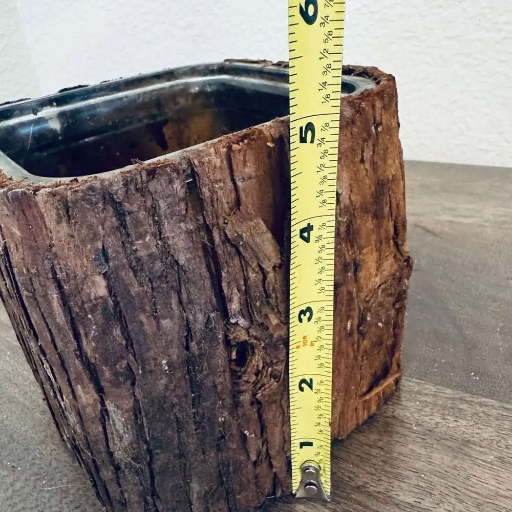 Wood Bark Rustic Glass Planter Pot Vase